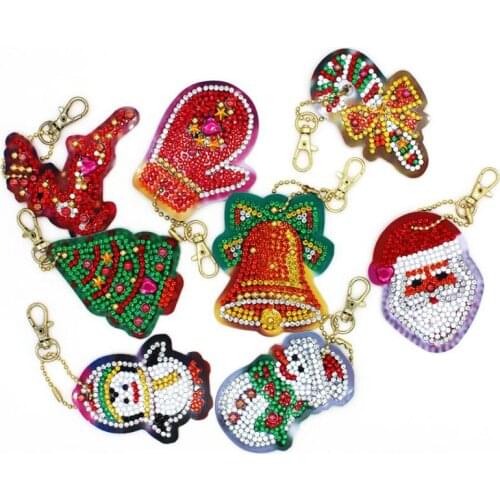 New Christmas Design Diy Diamond Painting Keychain Christmas Gift Diy Special Full Drill Woman Girl Jewelry Keyring Pendant