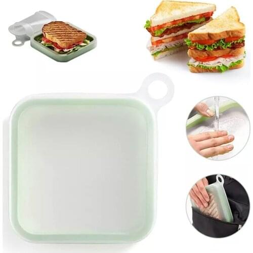 Portable Easy Sandwich Case Reusable Silicone Lunch Box Toast Box Easy To Carry For Office School Picnic Kitchen Tools