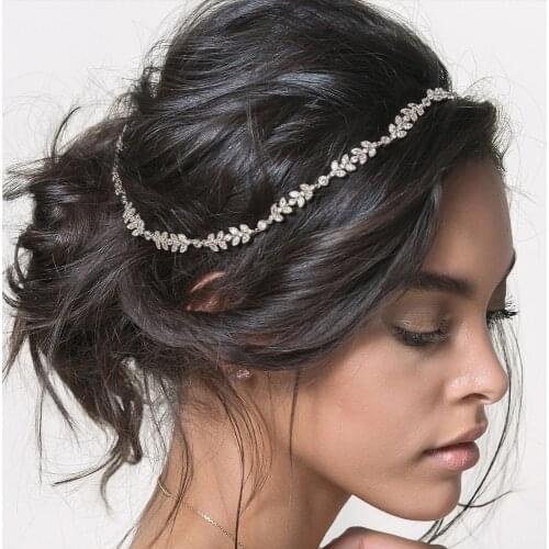 Stonefans Boho Cubic Zirconia Wedding Hair Vine Crystal Headband Silver Bridal Halo Headpiece Leaf Hair Jewelry Accessories