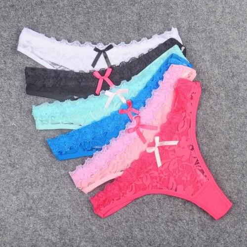 Sexy Lace Thong Lace Front Cotton Back Butt Lifter Underwear Women Transparent Bikini Thong T-back V-String Tanga