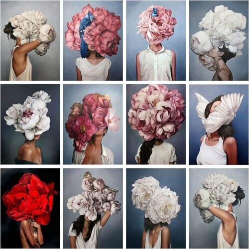 Sexy Flower Woman 5D DIY Diamond Painting Cross Stitch Floral Girl Full Square Drill Mosaic Embroidery Wall Room Decor Art