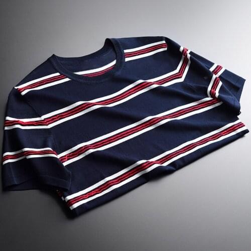 Knitted Mens T-shirt Luxury 3d Stripe Short Sleeve Men T-shirts Plus Size 4xl Hight Quality Summer Round Collar Man Tee