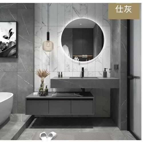 Intelligent bathroom cabinet simple rock plate integrated basin washing and washing table toilet washbasin cabinet combination
