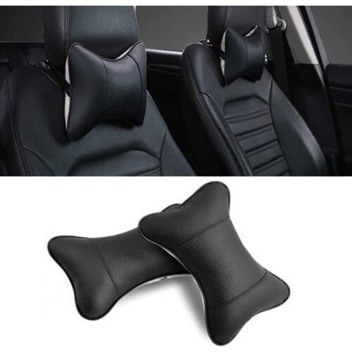 1pcs Universal Car Headrest Mini PU Leather General Motors Head Pillow Support Neck Pillow Black Car Seat For Auto Car Seat