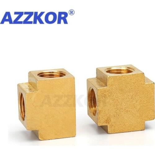 1PC 1/8" 1/4"PT Brass Female Thread Square Three / four-way Connector Copper Pipe Hose Tube Cube Joint Pneumatic Fittings