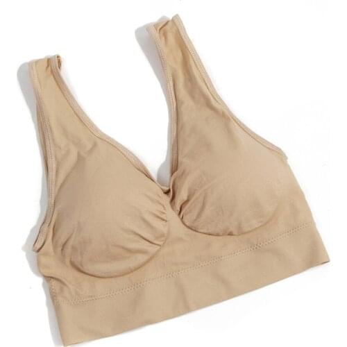 1pc Women Vest Bra Padded Push Up Fitness Top Bra Elastic No Pressure Sleeping Bra, Black Skin White Bras