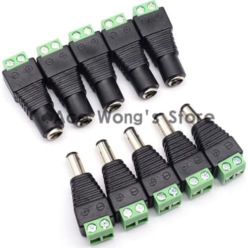 10 Pcs CCTV Cameras 2.1mm x 5.5mm Female Male DC Power Plug Adapter