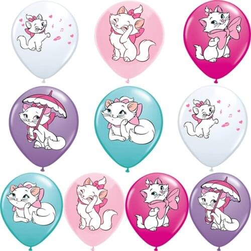 10pcs 12inch Marie Cat Balloons Rose Pink Princess Ballons Cartoon Animal Pet Latex Baloon Baby Girl Birthday Party Decoration