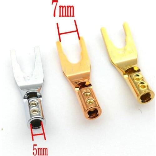 100pcs high quality Red Copper Speaker Cable Spade Connector Terminal Plug connector