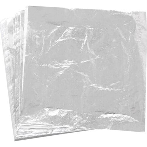 1000pcs 14cm Aluminum Foil Imitation Silver Leaf Sheets Gilding for Wall Home Christmas Decoration Crafts Gilded Glitter Paper