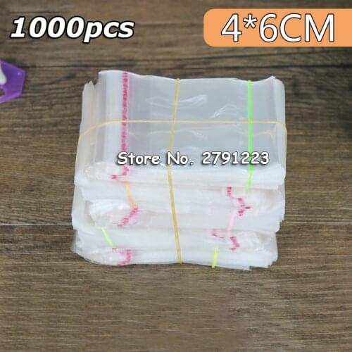 1000pc/pack OPP stickers self adhesive Transparent Plastic Bags jewelry Packaging Bags Gift Bags 4*6cm