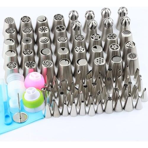 102Pcs/Set Pastry Tip Silicone Icing Piping Nozzles Russian Icing Piping Nozzles Tips Baking Decorating Tool Stainless Steel