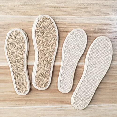 2 Pair Breathable Healthy Linen Insole Natural Bamboo Loofah Deodorized Insole Pads Summer Loafers Handmade Shoe Sole Parts