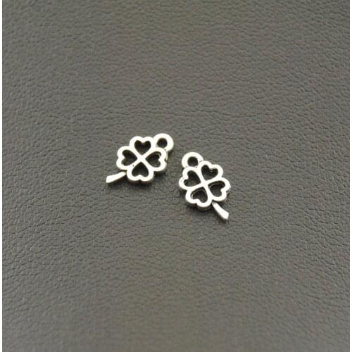 20 pcs Silver Color Mini 4 Leaf Clover Charms metal charms for jewelry making A1011