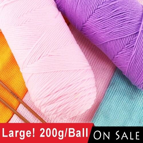 200g/Ball Yarn for Knitting Worsted Cotton Blended Yarn for Crochet Baby Cotton Tricot Thread T-shirt Line Big 5ply Yarn Bowl