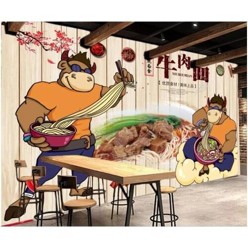 3d wallpaper custom photo mural Retro nostalgic beef noodle catering background home decor living room wallpaper for walls 3 d