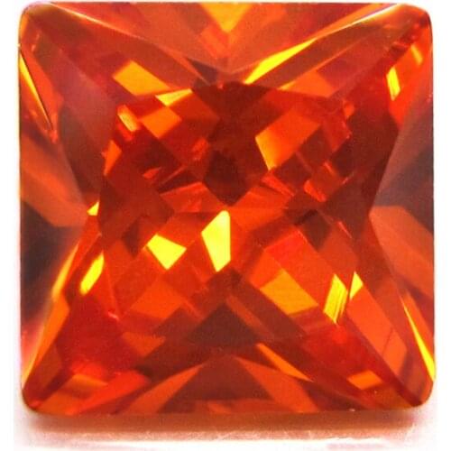50pcs/Lot High Quality CZ Stone 1.5*1.5~12*12mm Princess Cut Orange Color Cubic Zirconia For Jewelry