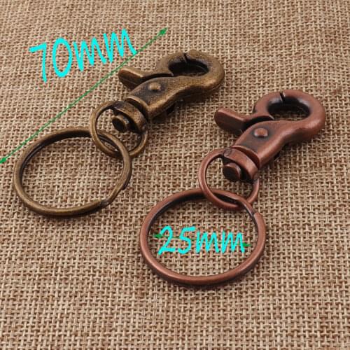 6 pcs Lobster Swivel Clasps key chain Key Ring 70mm Antique Bronze/Copper Hook Clasps Claws Carabiner Snap