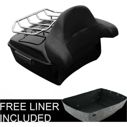 Motorcycle King Trunk w/ Rack Backrest For Harley Touring Street Road Glide Electra Glide Road King 2014-2020 Tour Pack