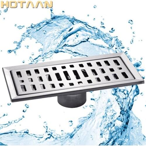 Free shipping large-traffic stainless steel bathroom shower square floor waste grate sanitary 20cm x10cm floor drain YT-2102