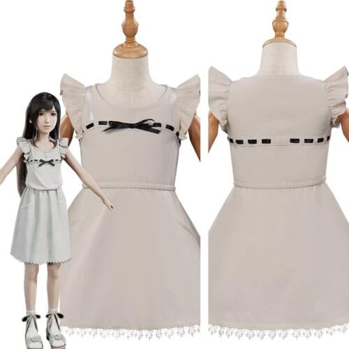 Kids Final Fantasy VII FF7 Remake Tifa Lockhart Cosplay Costume Dress Halloween Carnival Suit