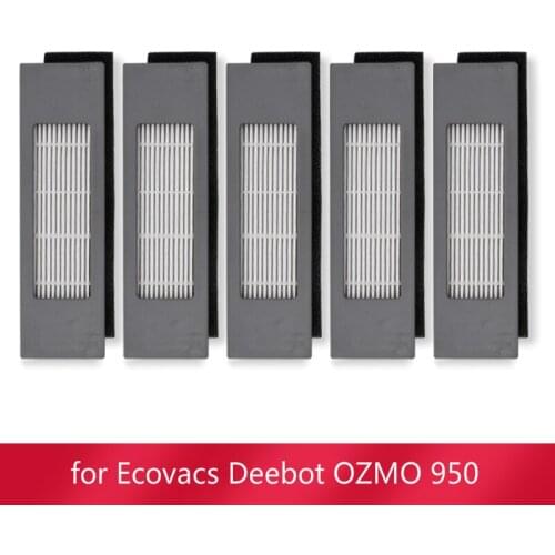 5x HEPA Filter + 5x Sponge Filter for Ecovacs Deebot OZMO 950 Robot Vacuum Cleaner Spare Parts Accessories