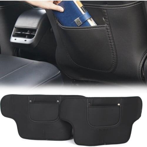2Pcs Car Seat Back Anti Child Kick Pad Mat PU Leather Cushion with Pocket For Tesla Model 3 2017 2018 2019