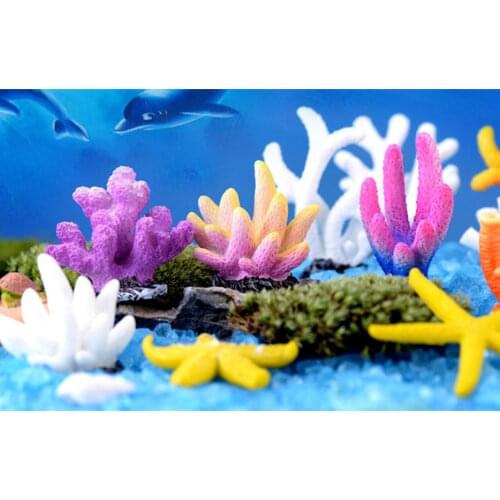 Various Styles Cute Resin Artificial Mini Starfish Coral Crafts Decoration Fish Tank Marine Water Pipe Multi-color Decorative