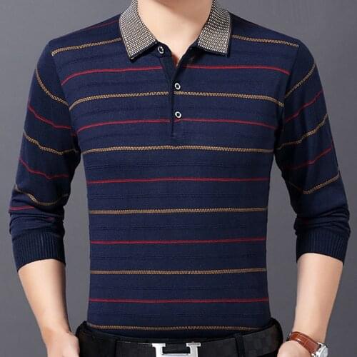 Men Striped Poloshirt Mens Sweater Brand Casual Fitness Long Sleeve Jersey Striped Mens Polos Tee Shirts Dress Fashions MZM060