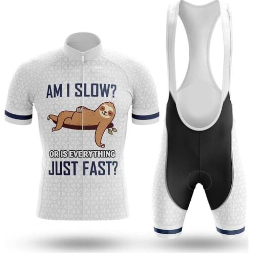 2021 Am I Slow V3 Mens Cycling Jersey Set Summer Clothing Road Bike Shirts Suit Bicycle Bib Shorts MTB Wear Maillot Ropa