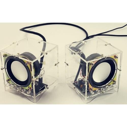 2pcs/pair Diy Electronic 3W Speaker Making Kit with Transparent Shell Computer Audio Electronics Diy Kit