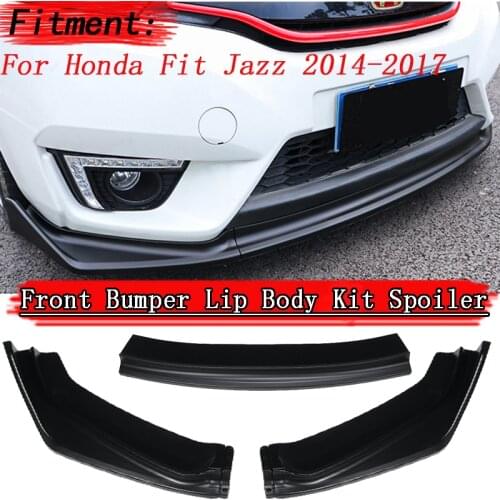 A Set Car Front Bumper Lip Body Kit Diffuser Deflector Spoiler Splitter Lip Guard For Honda For Fit Jazz 2014 2015 2016 2017