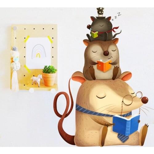 The Reading Mouse Wall Stickers for Bedroom Kids room Nursery Living room Eco-Friendly Removable Vinyl Wall Decals