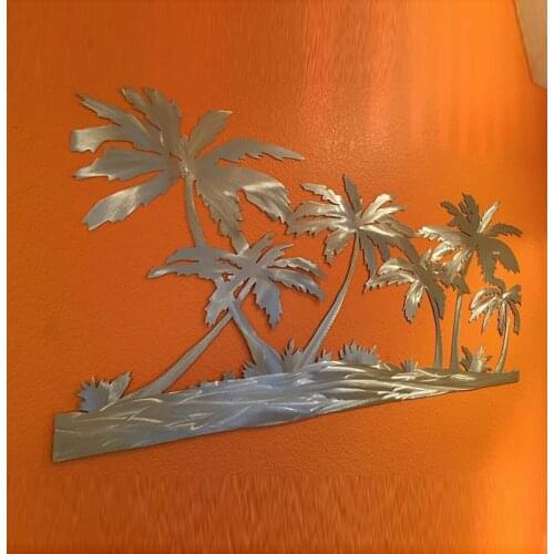 Palm Trees On Beach Metal Wall Artwork Wall Mounted Ornament Home Decoration can CSV
