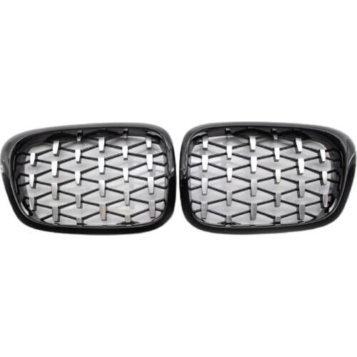 1Pair Car Grille Mesh ABS Semi-plated Front Kidney Grills 51137005837 51137005838 for BMW 5 Series E39 99-03