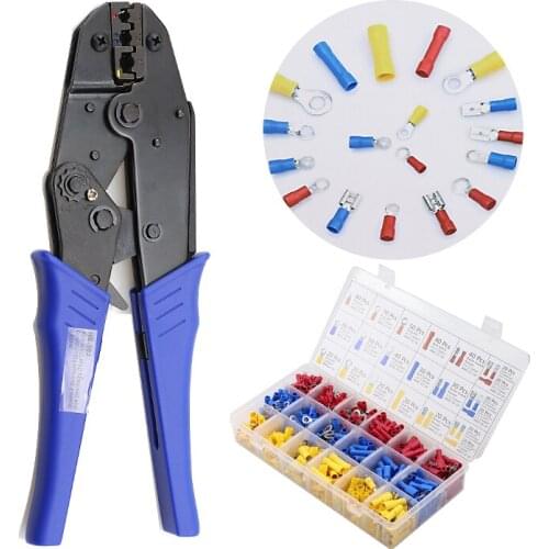 Pliers 700Pcs Pliers Terminal Crimping Tools Electrical Pliers HS-30J Precision Clamp Set Insulation Terminals Electrical Clamp