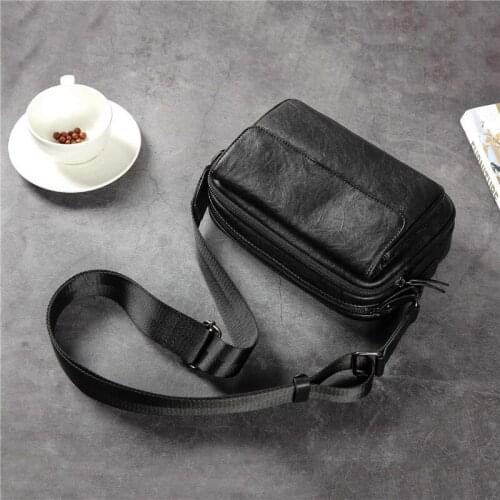 Casual Mens Flap Messenger Bag PU Leather Small Crossbody Shoulder Bags Male Purse High Quality Summer Sling Bags for Men