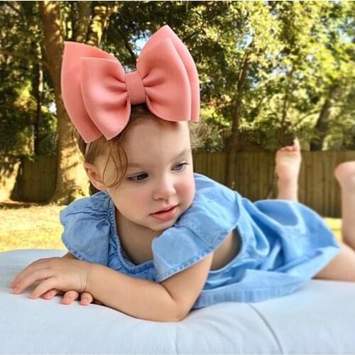 Nylon Headbands Double Layer 6" Hair Bows Space Cotton Puff Bow Fabric Hair Bands DIY Girls Hair Accessories Headband Headwear