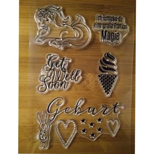 Transparent Clear Stamps Rabbit love for Scrapbooking DIY Silicone Seal Photo Album Decor Embossing Folder Template Sheets