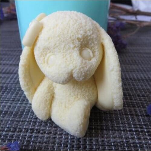 PRZY DW0106 3D molds Rabbit bunny silicone soap mold animal candle aroma mould soap making moulds resin clay molds