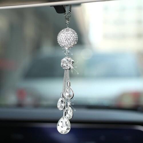 Crystal Charm Hanging Ornament Bling Car Rear View Mirror Pendant Home Decor