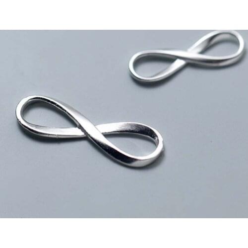 925 Sterling Silver Beads Charm Connector 8 Shape Simple Silver Pendant Connection For Bracelets Necklace Jewelry Making Charms