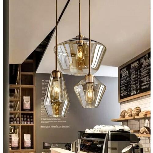 Nordic Modern Glass Pendant lights Fixtures Loft LED Hanging Pendant Lamp for Kitchen Restaurant Living Room Bedroom WJ10