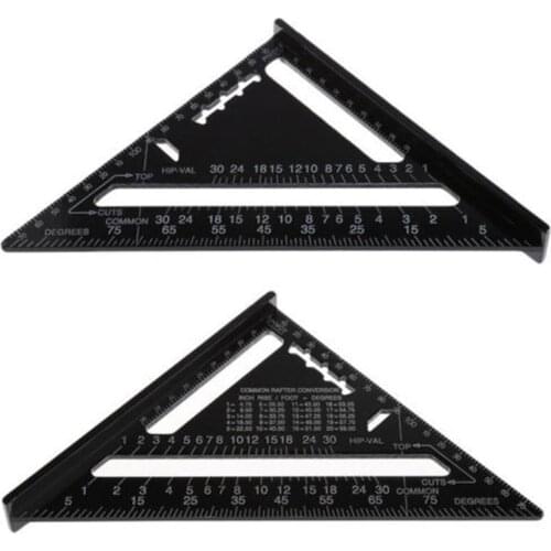 Aluminum Alloy 7inch Triangle Ruler For Woodworking 90 Degrees 45 Degrees Set Angle Ruler Measuring Tool Square Angle Protractor
