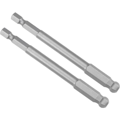 Uxcell 2 Pcs H8 (8mm) Ball End Screwdriver Bits S2 Steel Magnetic 3.9 Inch Long Drill Bit with 1/4 Inch Hex Shank for Drill