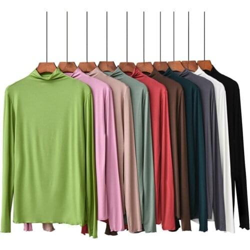 2020 Women Autumn Winter Solid Color Long Sleeve T Shirt Harajuku Vintage Loose Basic Korean Style Streetwear T-shirt Tops A33