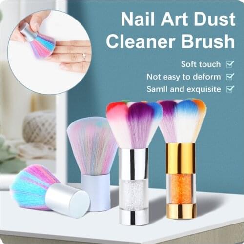 1 PC Nail Dust Remover Brush Colorful Bristles Metal Handle Tools File Soft Dust Cleaner Professional Nail Art Tool Manicure