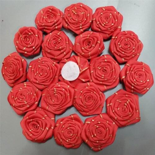 1piece/lot 4.5CM Silk Rose Ribbon Artificial Flower Handmade DIY Wedding Bouquet Material Hair Accessories