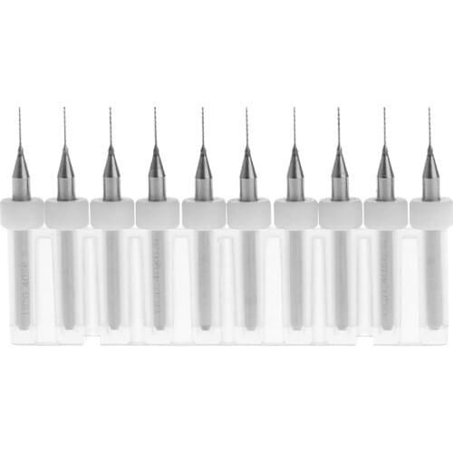 10Pcs 0.4mm Tip 1/8" Shank Spiral Flute Tungsten Carbide Micro PCB Drill Bit -Y103