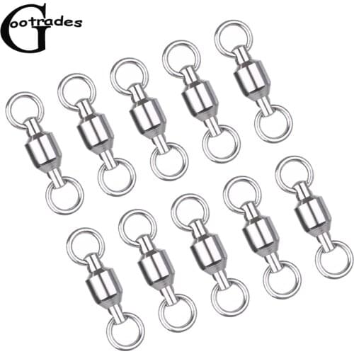 10Pcs Stainless Steel Fishing Rolling Swivel Connector Abrasion Resistant Fishing Line Connector Fishing Accessories 0-10